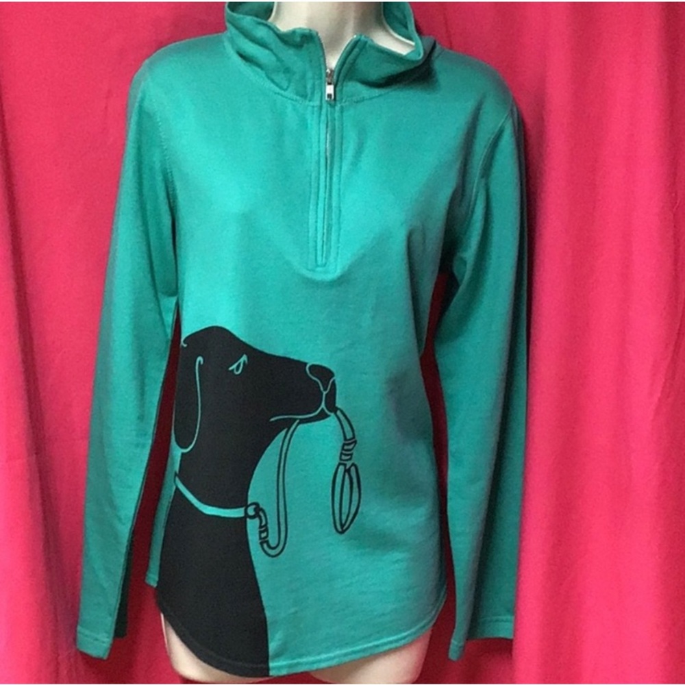 Marushka Teal/Green Dog Walker Graphic Long Sleeve